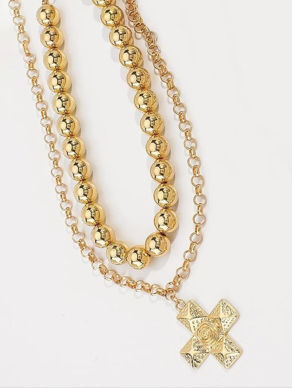 Chunky Cross Choker Necklace Layered